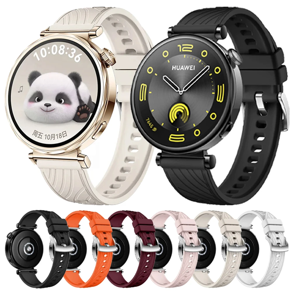Correa de reloj de 18mm para Huawei Watch GT 5 Pro, Correa de silicona de 42mm para reloj inteligente Huawei GT5 GT4 de 41mm, pulsera de liberación rápida para mujer