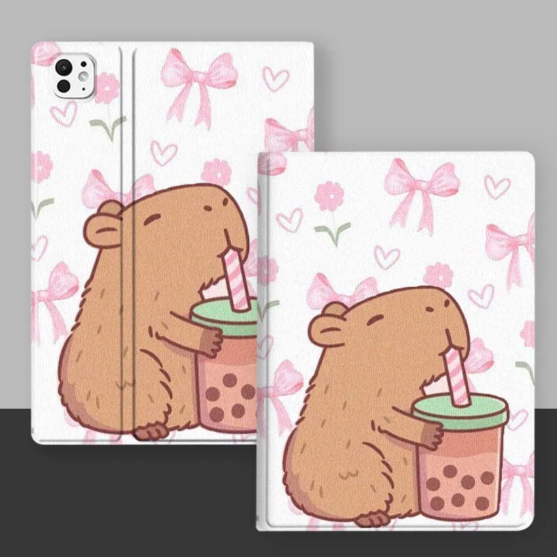 Funda de capibara bonita de dibujos animados artísticos para iPad Pro Mini 1, 2, 3, 4, 5, 6, 7, 7. a generación, 12,9, 10,5, 13, 11, 7,9, 8,3, M4 pulgadas - imagen 3