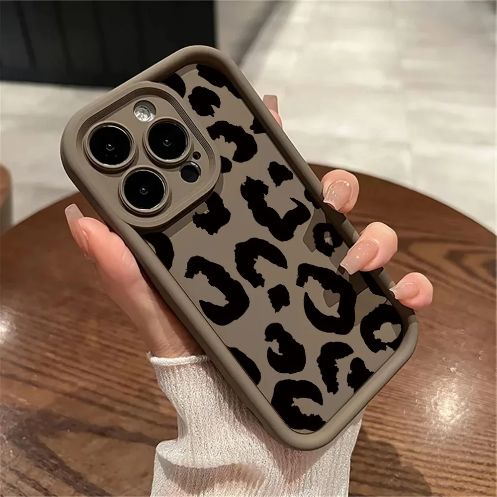 Funda de teléfono con estampado de leopardo marrón a la moda para iPhone 17 14 15 16 Pro Max 11 12 13 SE 7 8 Plus X XR XS MAX funda suave a prueba de golpes - imagen 5