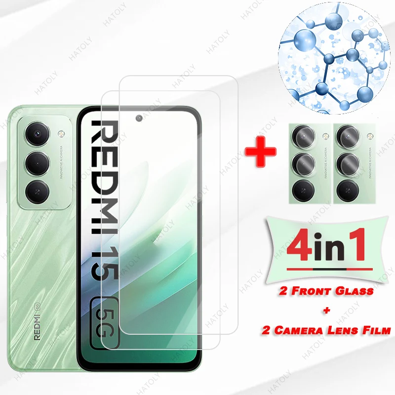 Película protectora para Xiaomi Poco M7 Plus Protector de pantalla de vidrio para Redmi 15 5G HD Protector de lente de cámara transparente para Redmi 15 4G - imagen 3