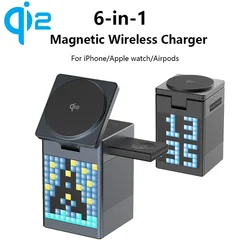 QI2 LED magnético cargador inalámbrico soporte Bluetooth altavoz despertador para Magsafe iPhone 12-17 Pro Max Airpods Pro Apple Watch