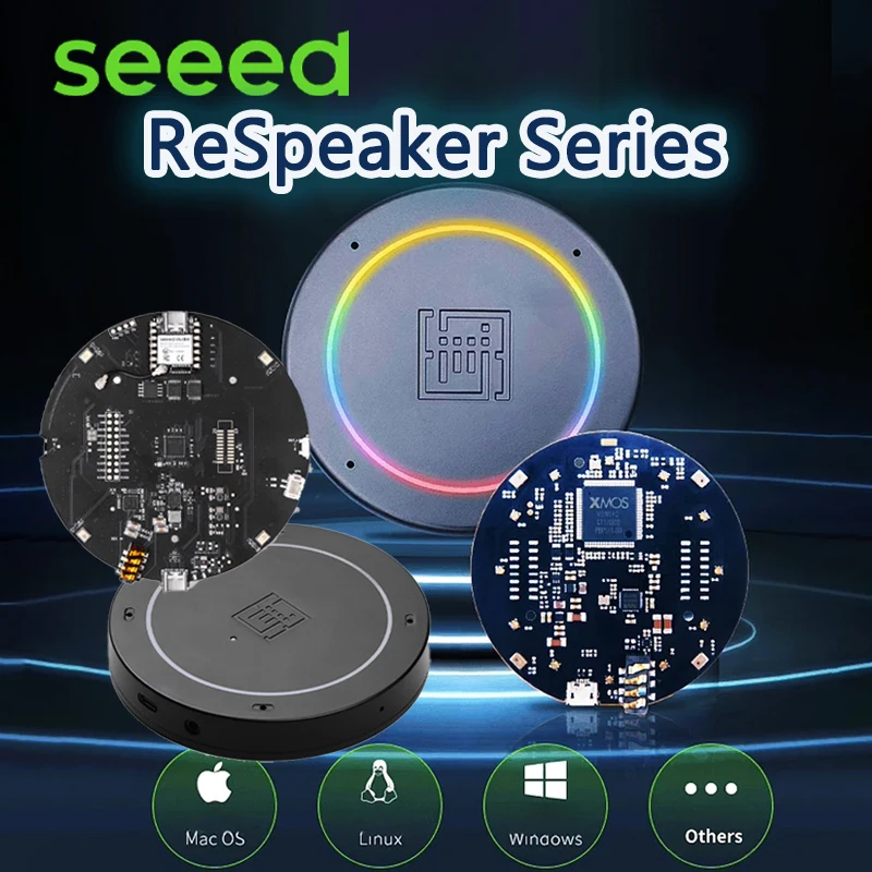 Seeed ReSpeaker Series Mic Array V3.0/USB Mic Array XVF3000 XMOS XVF3800 ESP32S3 AI-powered opcional, matriz de 4 micrófonos para voz clara