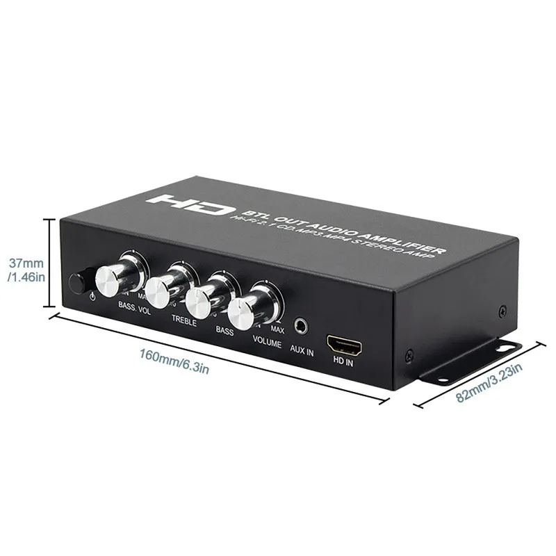 AMPLIFICADOR DE POTENCIA HiFi de 2,1 canales, amplificador de sonido de graves estéreo RMS 80Wx2 + 80W Clase D, Mini reproductor multimedia para coche, negro, compatible con entrada/salida HDMI - imagen 5