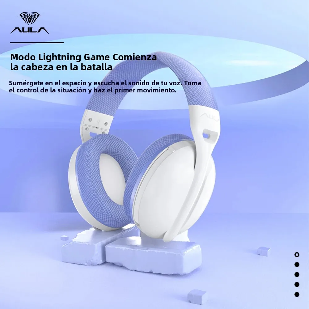 AULA S6 Auriculares inalámbricos para juegos Auriculares BT ligeros y personalizados de tres modos montados en la cabeza con micrófono para computadora portátil de escritorio - imagen 4