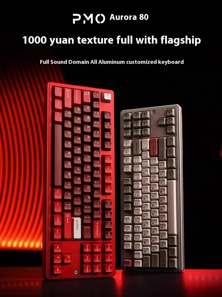 PMO Aurora80 Teclado mecánico inalámbrico Bluetooth teclado para juegos de aluminio de tres modos ARGB 1000HZ accesorios de juego PC Gamer - imagen 2