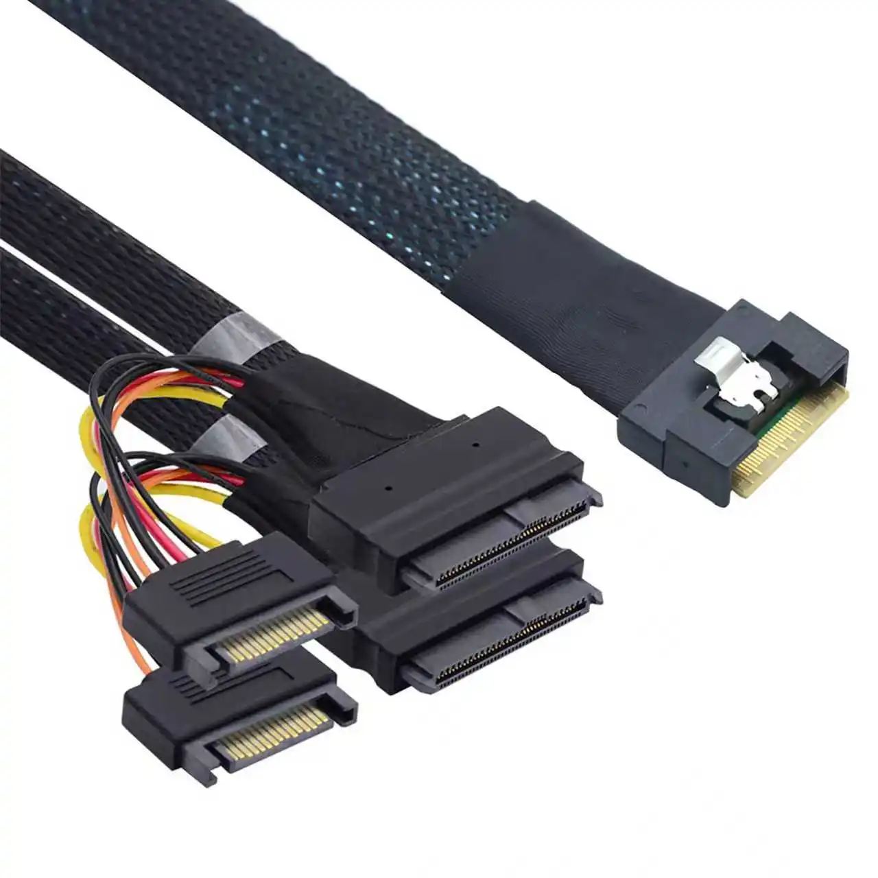 80CM 50CM PCI-E Slimline LP perfil bajo SFF-8654 8I 74P a 2X SFF-8639 U.2 U2 con 15P SATA power NVME para Cable SSD