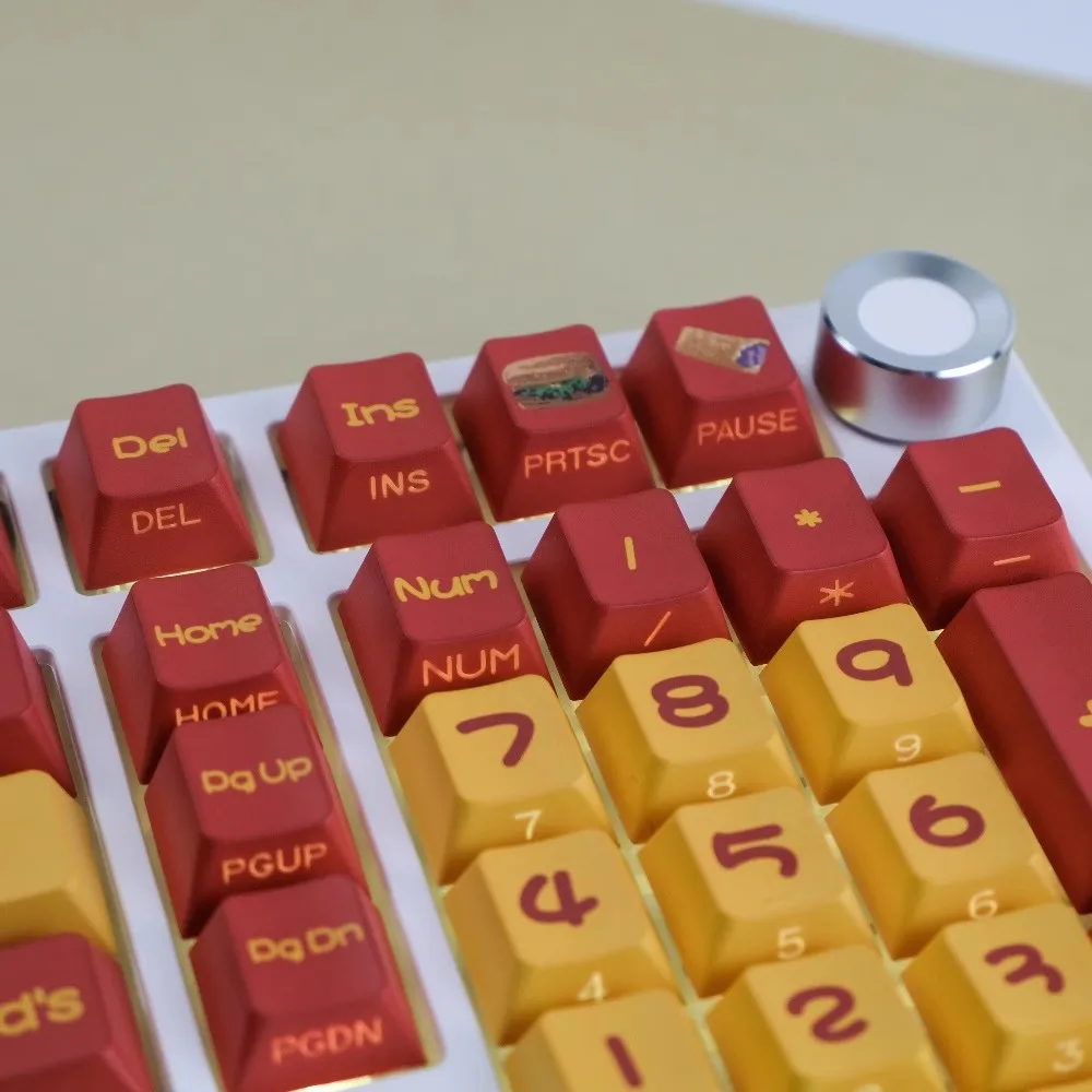 Teclas retroiluminadas laterales translúcidas, teclas de hamburguesa y patatas fritas, 129 teclas, tinte PBT, subcama, perfil de cereza para teclado MX - imagen 3