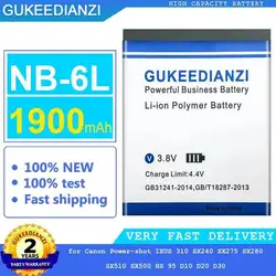 Batería de cámara NB-6L de larga duración de 1900Mah para Canon Powershot Ixus 310 SX240 SX275 SX280 SX510 SX500 HS 95 D10 D20 D30