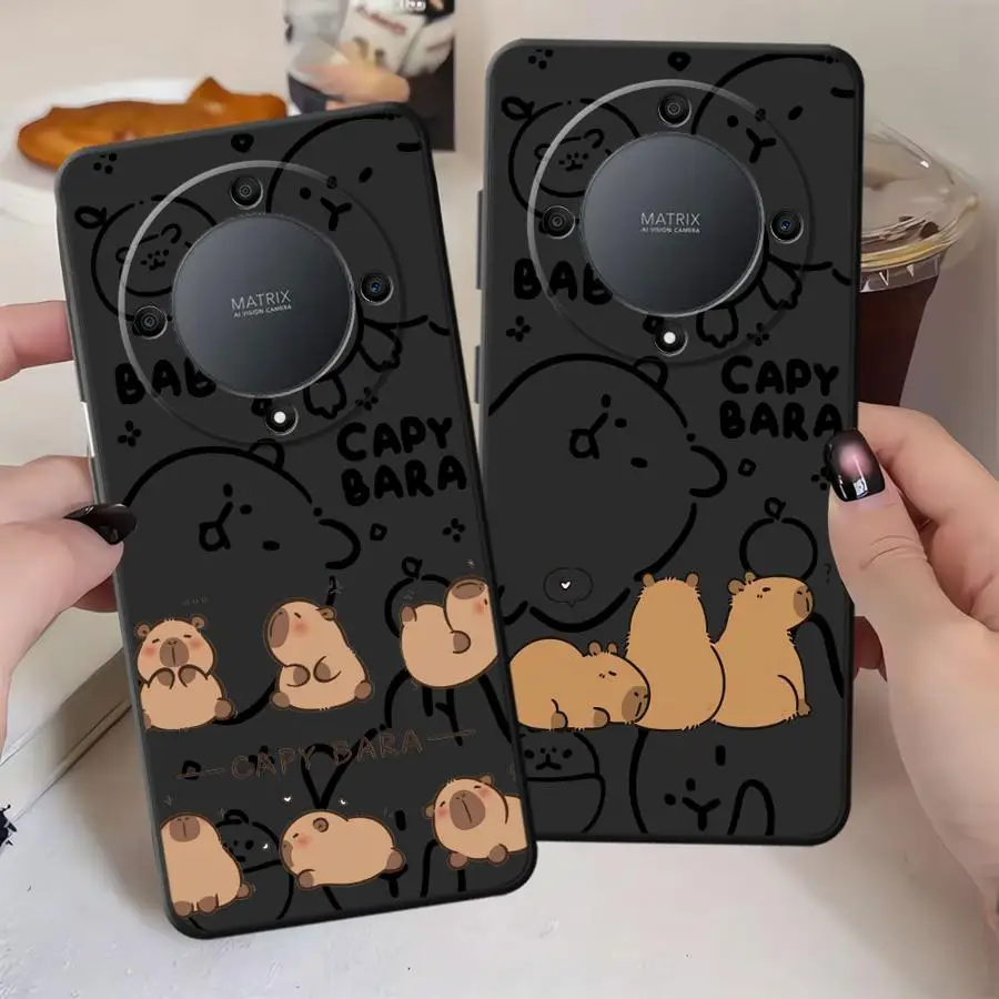 Funda de teléfono suave negra de capibara de dibujos animados para Honor X9a 200 400 Lite X8 X6 X5b 8X Magic5Lite 70 X7 90 - imagen 4