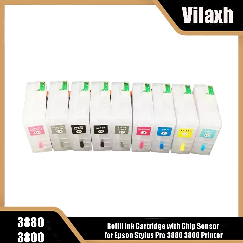 Vilaxh-cartucho de tinta recargable para impresora Epson Stylus Pro 3800, T5801, T5802, T5803, T5804, T5805, T5806, T5807, T5808, T5809, 3880