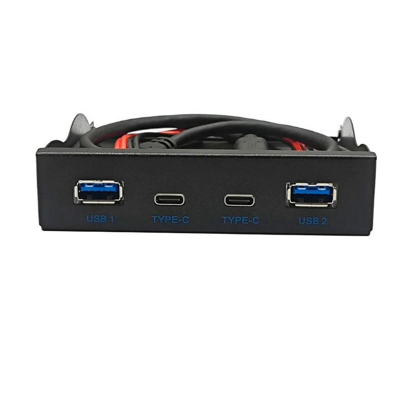 2x USB3.2 GEN2 + 2x adaptador TYPE-C 10G USB 3,2 GEN2 Panel frontal HUB TIPO E a frontal tipo C para computadora de escritorio Bahía de unidad de disquete de 3,5 pulgadas