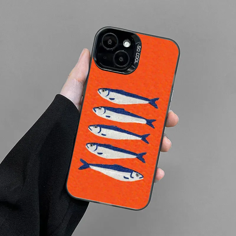 Funda de teléfono con láser de sardinas divertidas de pescado para IPhone 17 16e 16 15 14 13 12 11 Mini Pro Max X XR 8 Air Plus, funda trasera mate anticaída - imagen 4