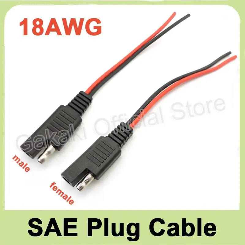 Cable de extensión automotriz SAE de 12V, 18AWG, 2 pines, conector DIY, línea macho hembra, Cable de cobre para batería de coche, Cable Solar