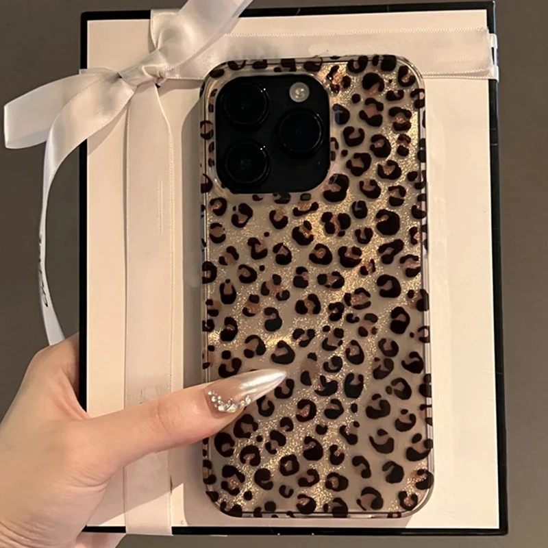 Funda de teléfono con estampado de leopardo y estilo de lujo para iPhone 17 16 15 14 Pro Max 13 12 11 XS X XR 7 8 Plus 16E 17Air, funda suave a prueba de golpes