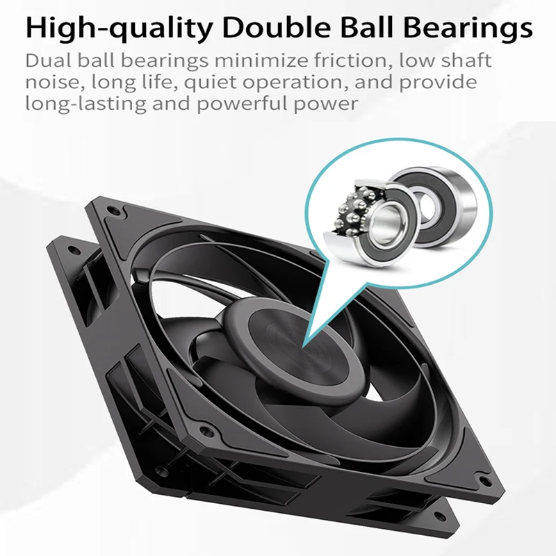 TEUCER B12 ventilador de refrigeración de alto rendimiento 120mm 4 pines PWM 3000RPM ventilador con cubierta alta presión de viento rodamientos de bolas dobles enfriador de aire de PC - imagen 3