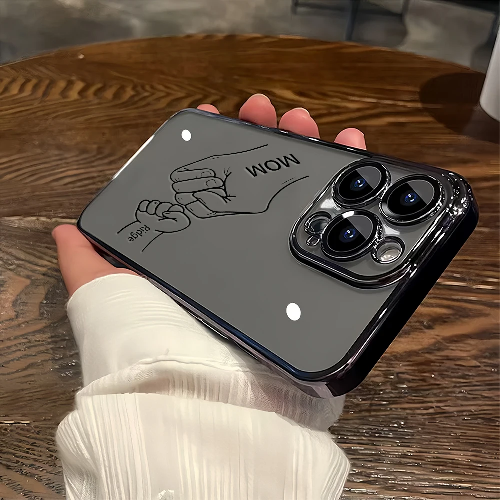 Funda de teléfono personalizada con nombre, TPU transparente suave con protector de lente como regalo familiar feliz para Iphone 11 a 16 Pro Max Plus - imagen 3