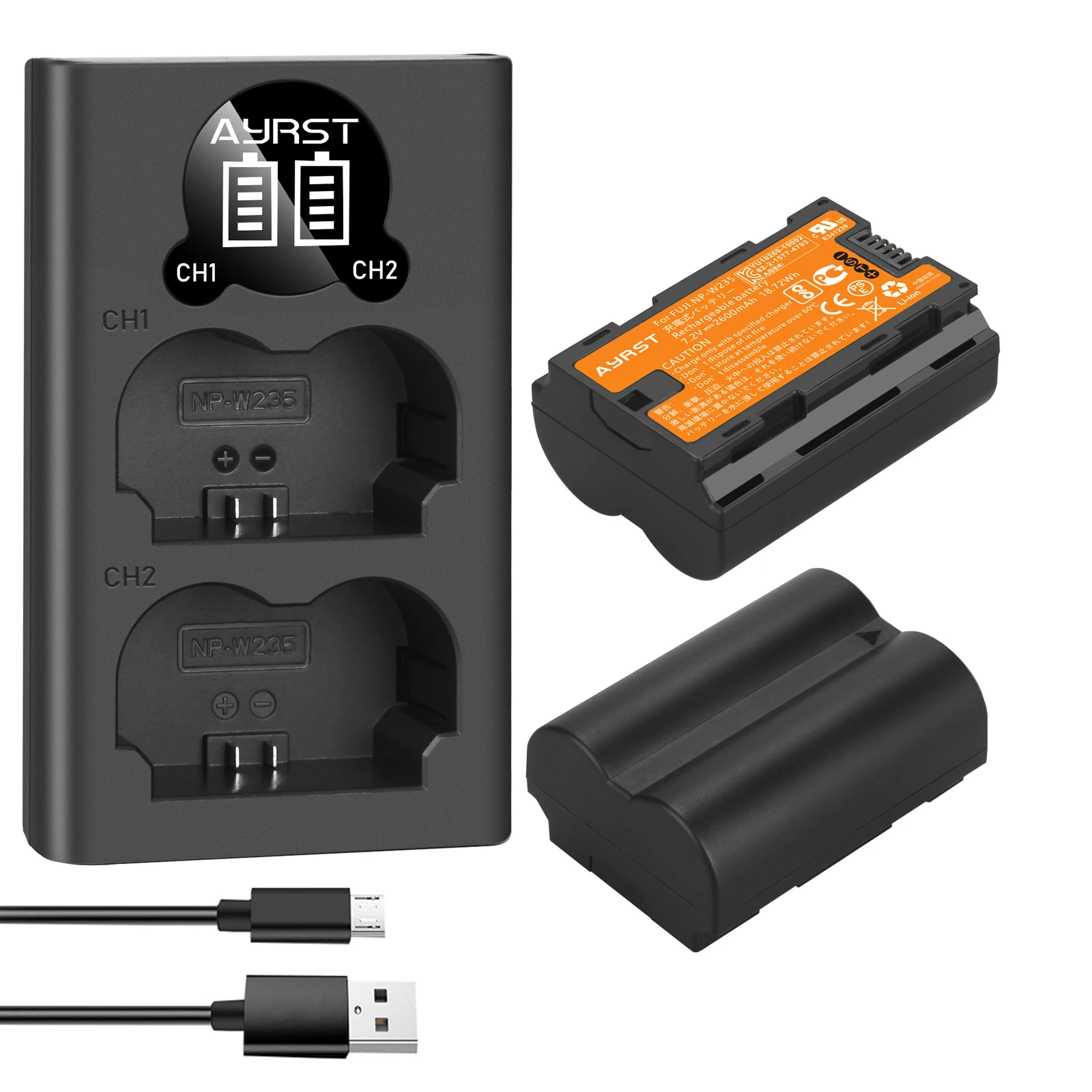 Batería NP-W235 NP W235 + cargador dual USB LED para cámara Fujifilm Fuji X-T4, GFX 100S, X-T5, X-H2