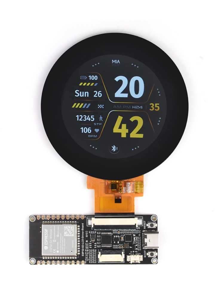 Kit de LCD redondo N8R8, pantalla táctil cautiva, WIFI, BTLE, ESP32-S3 y 2,1 pulgadas, 480x480 - imagen 2