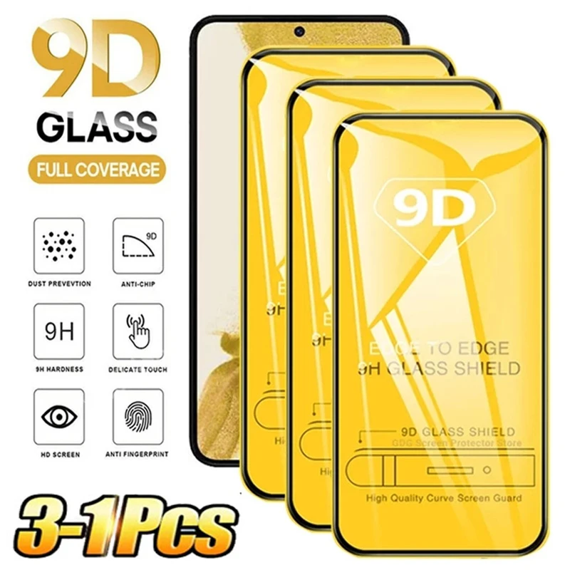Vidrio Templado 9D para Samsung S25 Ultra S22 S23 S24 S21 Plus S20 FE A56 A55 A54 A53 A52 A36 A35 A33 A12 A13 A14 Protector de pantalla