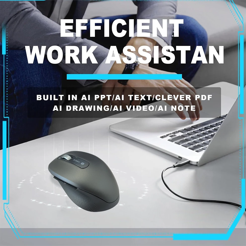 Ratón de oficina silencioso inalámbrico AI, se adapta a conexiones USB y Bluetooth, escritura controlada por voz/traducción de voz/AIPPT/AiText - imagen 4