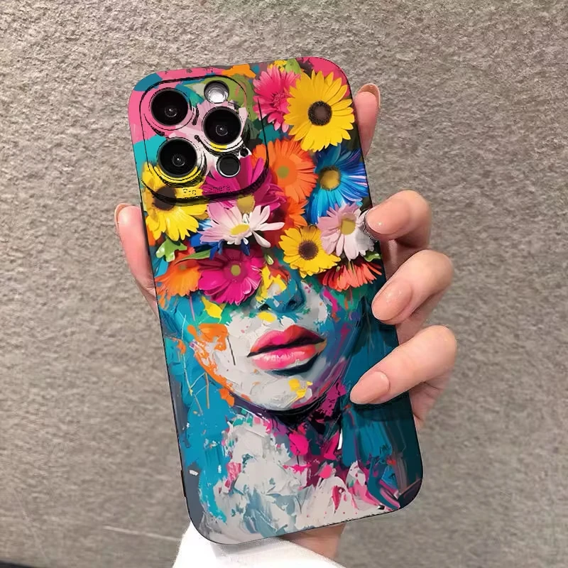 Funda para iPhone 17 fundas iPhone 16 Pro Max funda creativa de teléfono con flores para iPhone 11 14 13 12 15 Plus 17 Air 16e - imagen 2