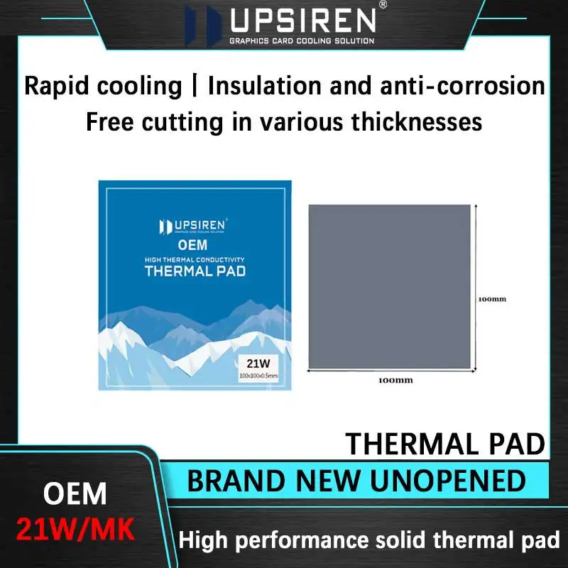 UPSIREN OEM almohadilla térmica de silicona almohadilla térmica de yeso CPU GPU estera de refrigeración por agua 0,75mm 1,25mm almohadilla de enfriamiento del disipador de calor de alta calidad