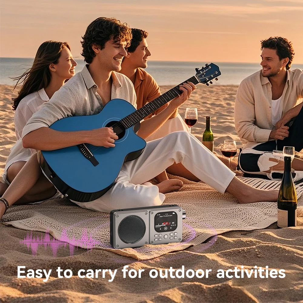 Altavoces inalámbricos Bluetooth 5,4, Radio FM portátil de 87,5-108MHz, Radio exterior, reproductor de música MP3, compatible con auriculares, tarjeta TF, reloj de vídeo - imagen 5