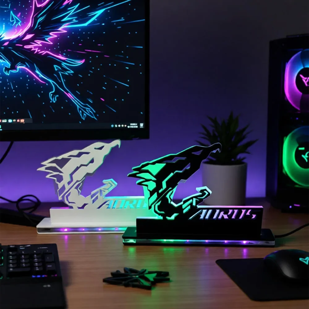 Personalidad DIY iluminación gabinete de juegos adornos de escritorio accesorios de chasis ARGB AURA SYNC acrílico - imagen 3