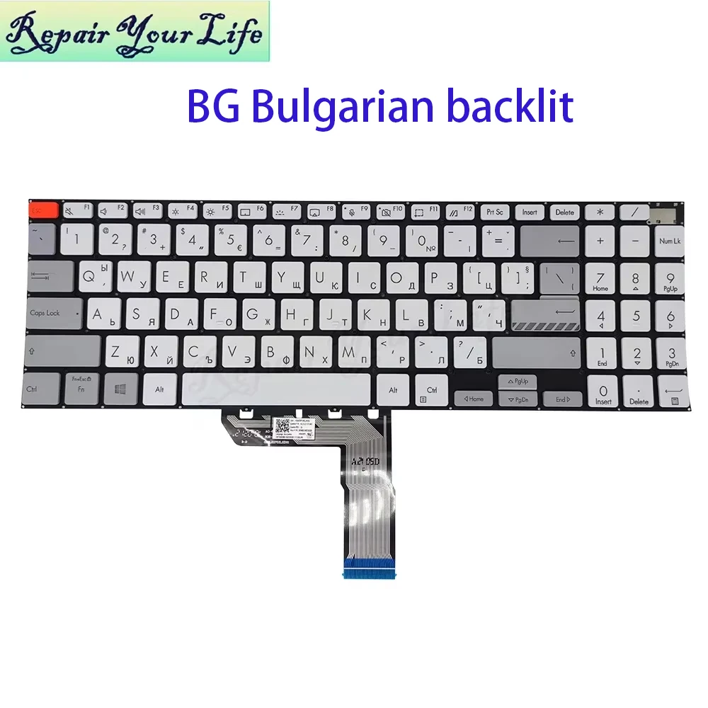 Retroiluminación del teclado latino español Reino Unido Bulgaria para ASUS Vivobook Pro X7600 N7600 M7600 M7600QA M7600QC retroiluminación 0KNB0-560XUK00 - imagen 2
