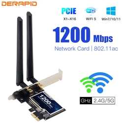 Tarjeta WiFi PCI Express 1200 Mbps 802.11ac con Bluetooth 4.0 para PC