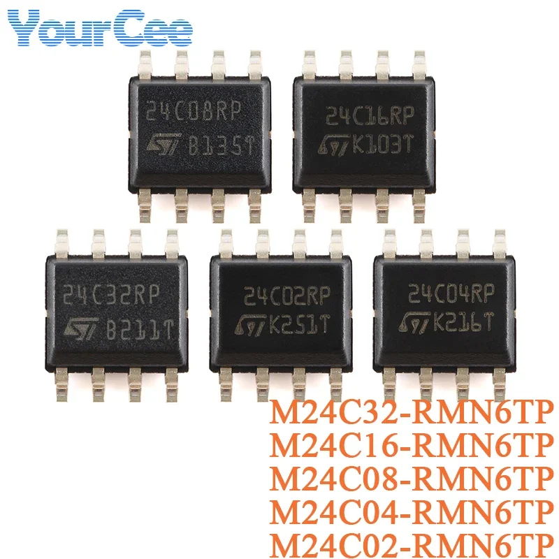 10 Uds M24C32 M24C16 M24C08 M24C04 M24C02 M24M01 M24512 RMN6TP SOP-8 M24256 M24128 M24M02-DRMN6TP serie I2C IIC Bus EEPROM Chip - imagen 2