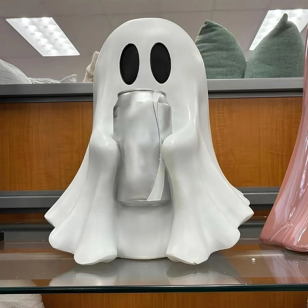 Soporte para latas de fantasma de Halloween, soporte para bebidas de resina espeluznante, bonito soporte para bebidas fantasma, soporte para bebidas fantasma para decoración interior del hogar - imagen 3
