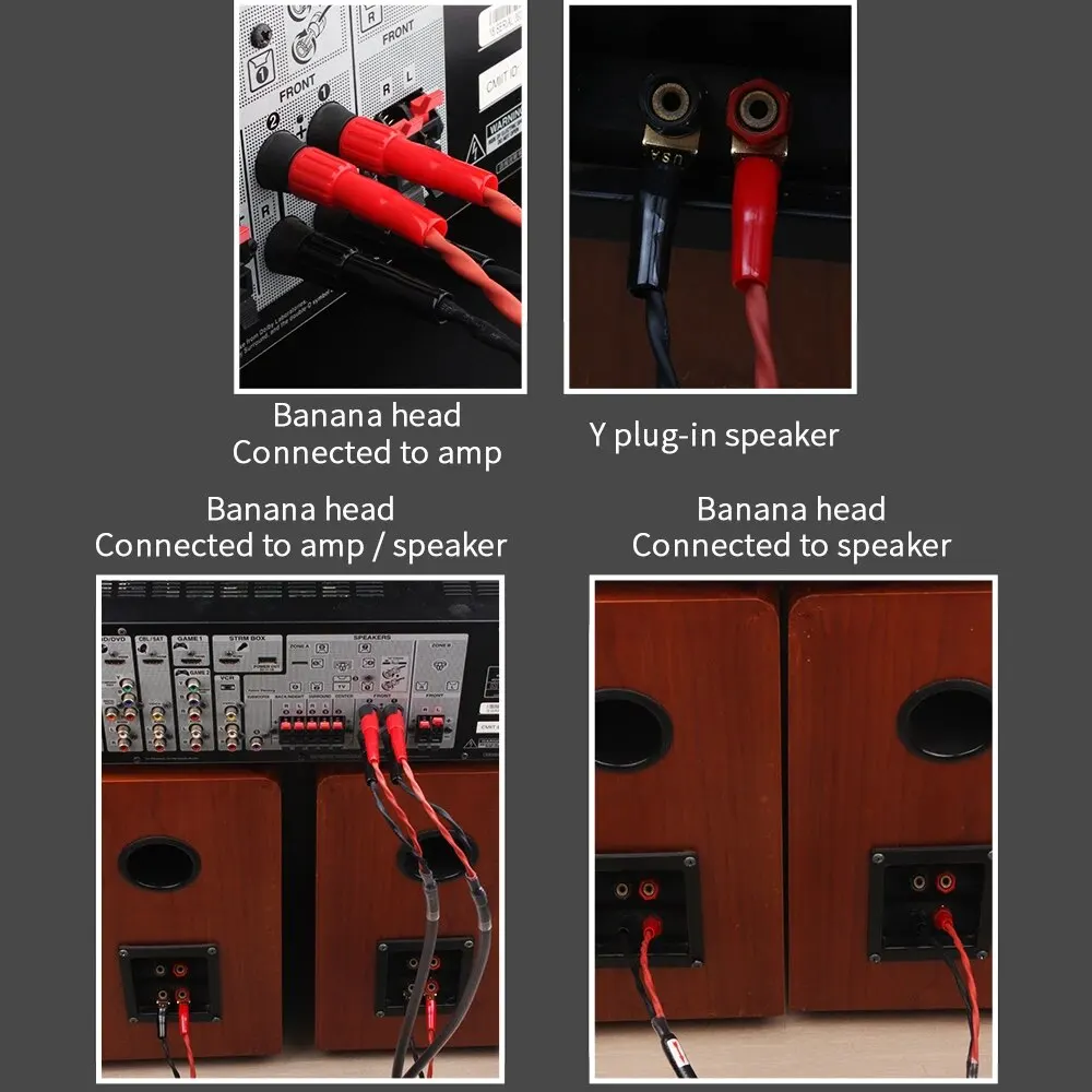 YYAUDIO Cable Altavoz HiFi 6N OFC Banana Y Conexiones Doradas 24K - imagen 5