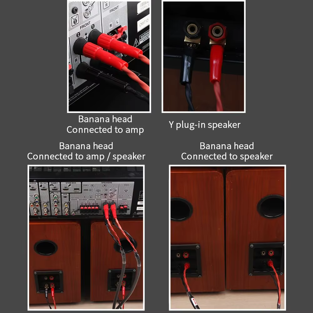 YYAUDIO Cable Altavoz HiFi 6N OFC Banana Y Conexiones Doradas 24K - imagen 5