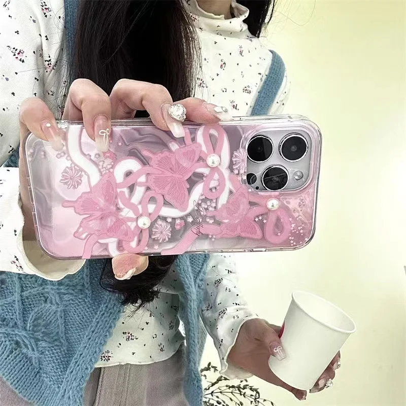 Funda con lazo y mariposa para Infinix Smart 9 8 7 Hot 50 Pro Plus 40 50i 30i 40i Note 40 Tecno Spark Go 20 30 10 Pro 10C 20C 30C - imagen 4