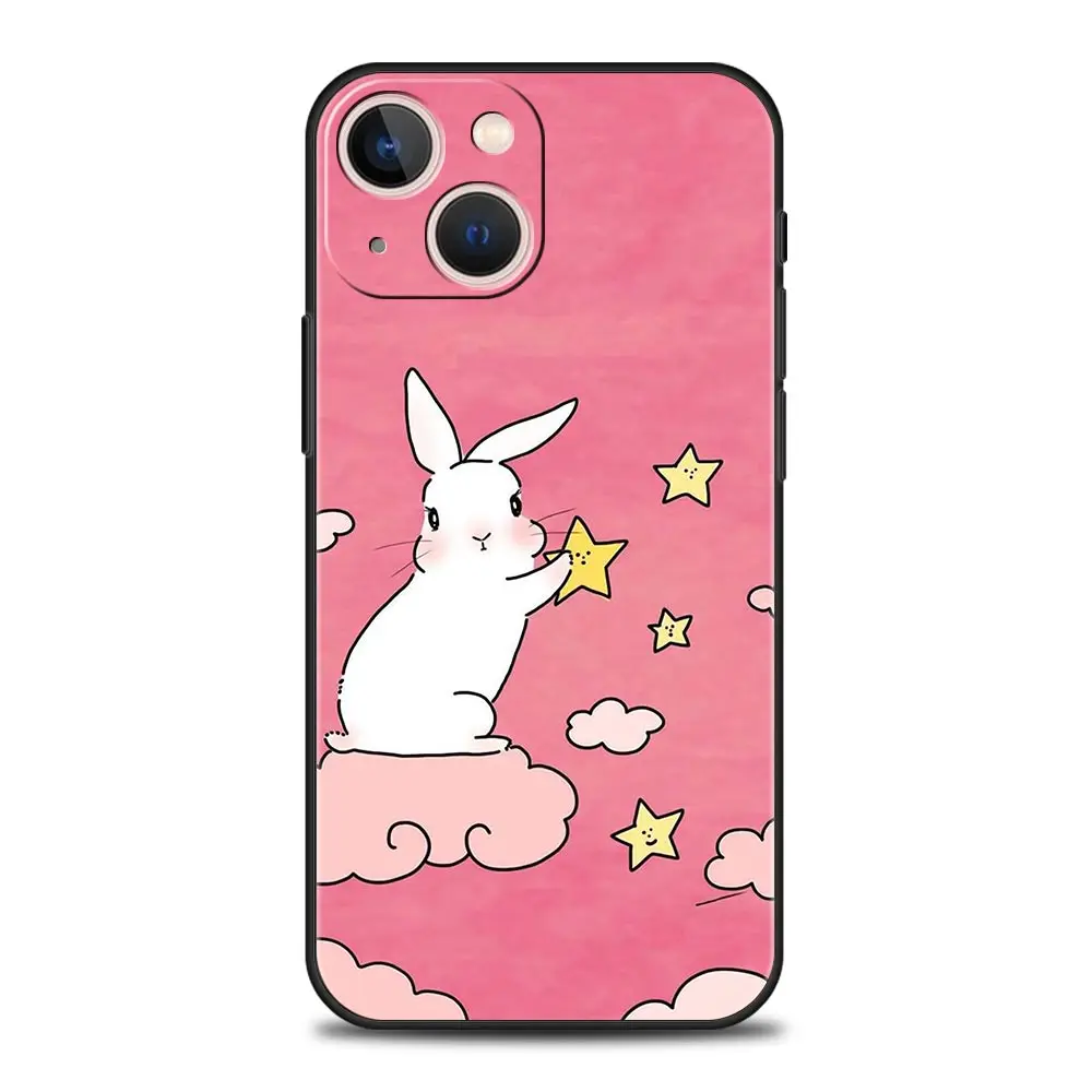 Bonita funda de teléfono de conejo colorido para iPhone 16 13 15 14 12 11 Pro MAX XR X SE XS 7 8 Plus, funda suave de TPU - imagen 3