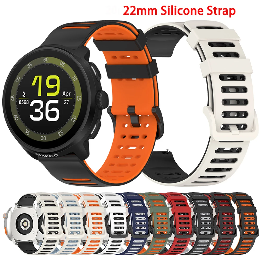 Correas de reloj de silicona de 22mm para SUUNTO RACE Run/Ocean Strap 5 9 PEAK PRO/VERTICAL/RACE S pulsera deportiva accesorios para reloj inteligente