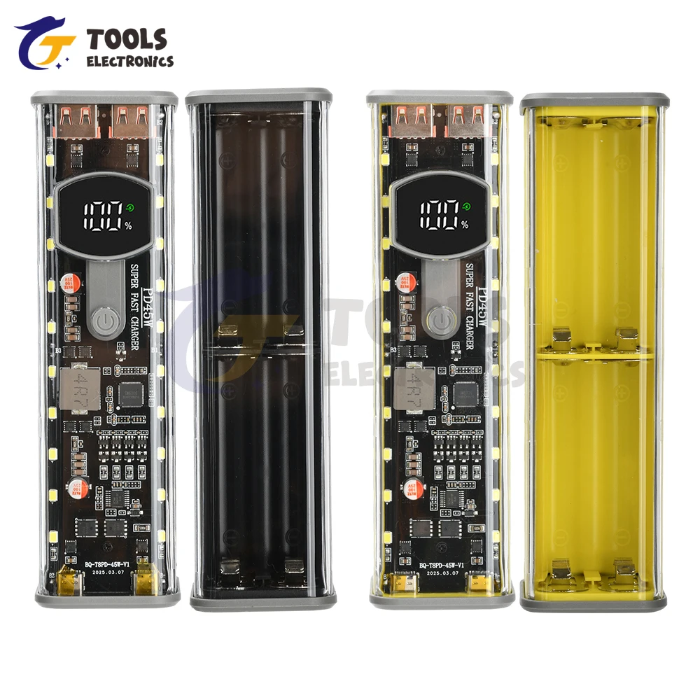 8*18650 DIY Power Bank Case PD 45W carga rápida carcasa de almacenamiento de batería transparente sin batería - imagen 2