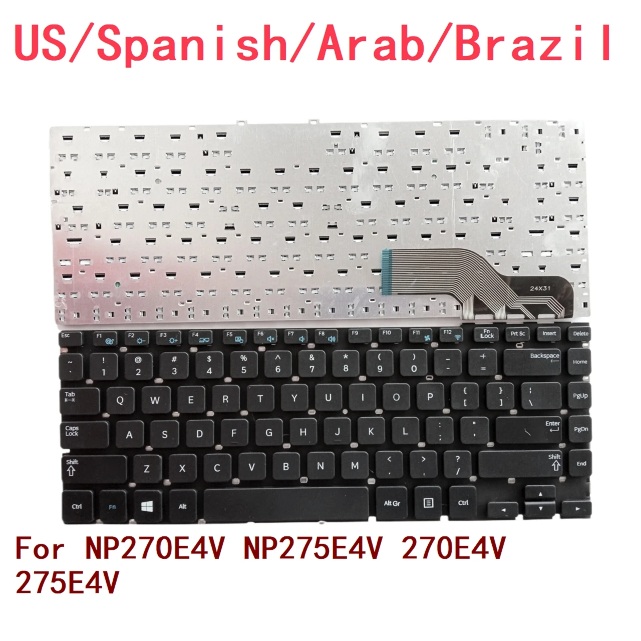 Teclado de repuesto para ordenador portátil, accesorio para Samsung NP270E4V, NP275E4V, 270E4V, 275E4V