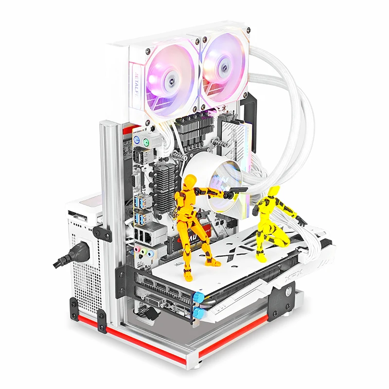 METALFISH BlockCase-funda de marco abierto de aluminio, soporte para placa base M-ATX/ITX, montaje en GPU horizontalmente, Enfriador de líquidos 240, gabinete para juegos - imagen 2