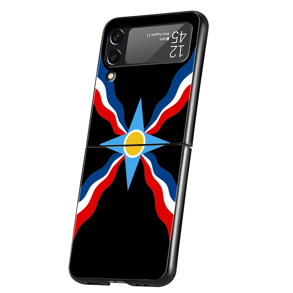 Funda de teléfono asyrian con bandera de Asiria para Samsung Galaxy Z Flip 3 4 5 6 7, PC plegable negro duro para Samsung Z Flip3 Flip4 Flip5 - imagen 4