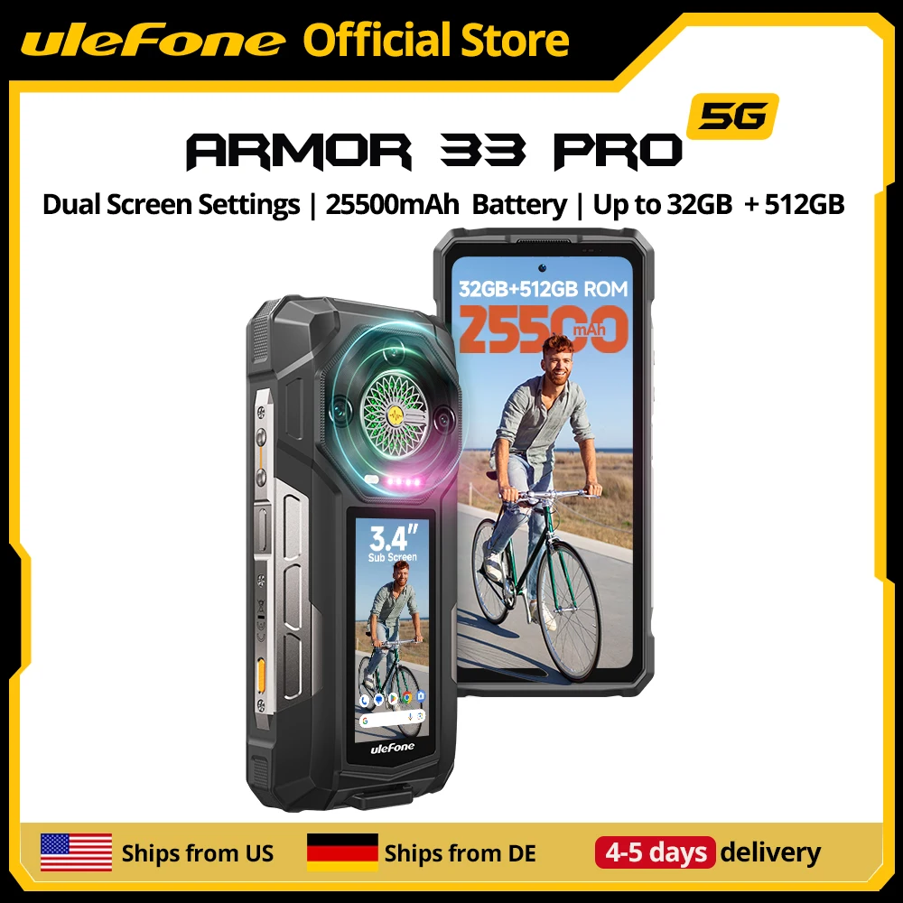 【Envío desde DE】Ulefone Armor 33 Pro 5G Teléfono robusto 25500 mAh 512 GB ROM 120 Hz Pantalla dual NFC Smartphone Android MTK Dimensity 7300 - imagen 2