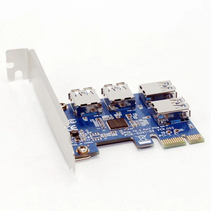 Tarjeta adaptadora PCI-e Express 1X a 4 puertos PCIE 16X multiplicadora HUB Riser con cable USB 3.0 de 1,96 pies - imagen 4