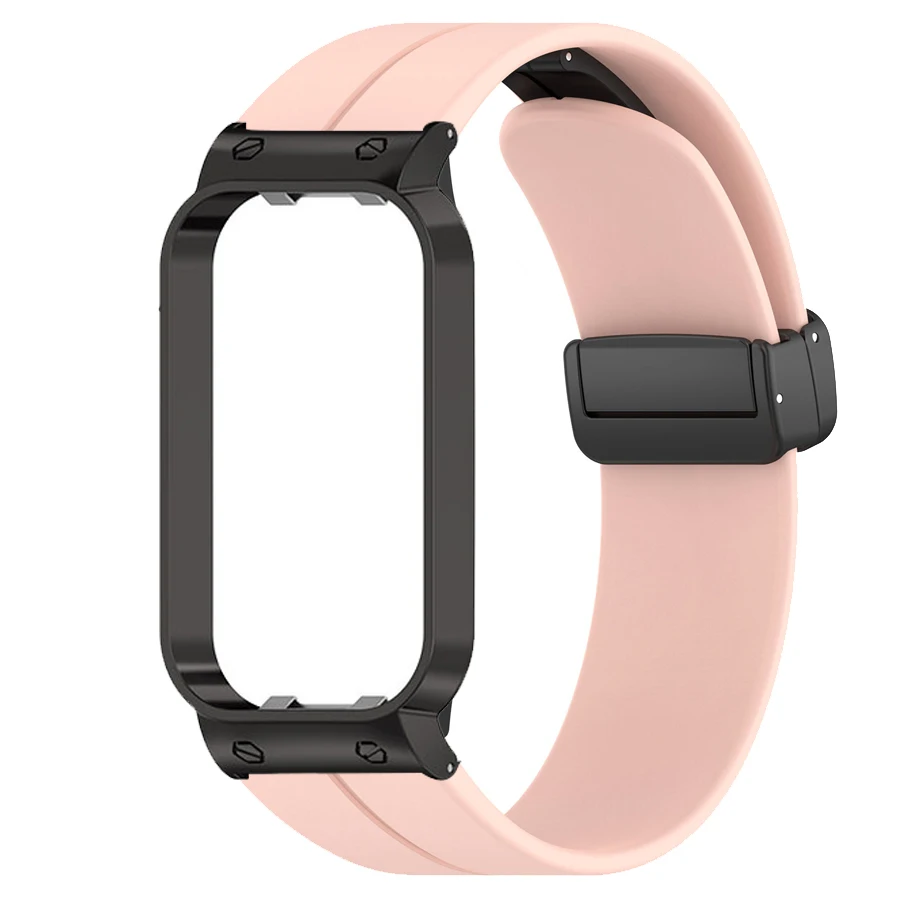 Correa de silicona para Xiaomi Smart Band 8, Correa de reloj activa, pulsera con hebilla magnética de Metal, Correa para Mi Band 8 Active - imagen 3