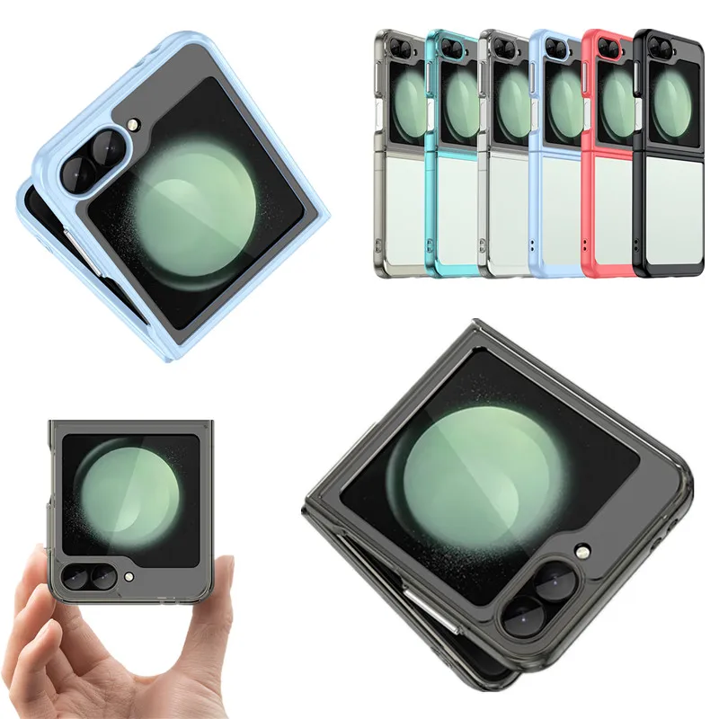 Funda de TPU colorida transparente para Samsung Galaxy Z Flip 6 5 4 3, Fundas protectoras transparentes, Coque Capa