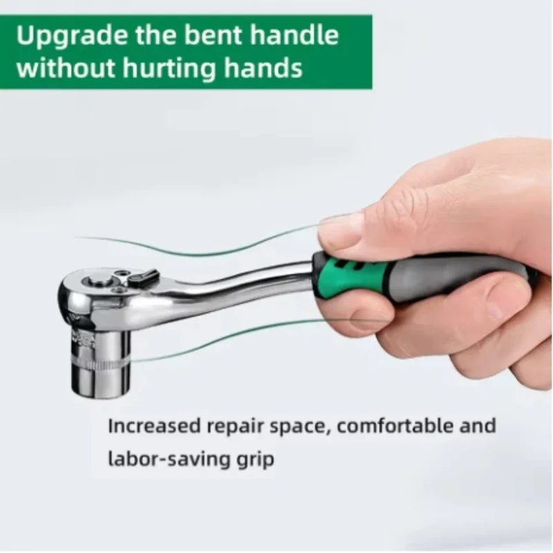 Juego de llaves con mango de trinquete, herramientas de reparación de trinquete de 1/4 ", 3/8", herramientas manuales de reparación de automóviles, manguitos de llave, caja de herramientas de cabeza, 15/21 Uds. - imagen 2