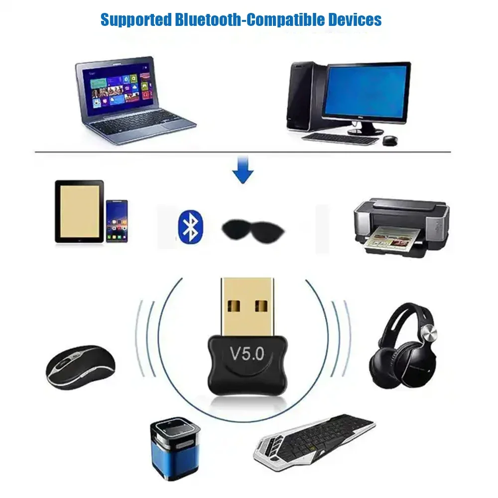 Adaptador USB 5,0 compatible con Bluetooth, Dongle de Audio AUX, adaptador inalámbrico, Mini receptor USB para PC/ordenador/portátil/teclado/ratón - imagen 2