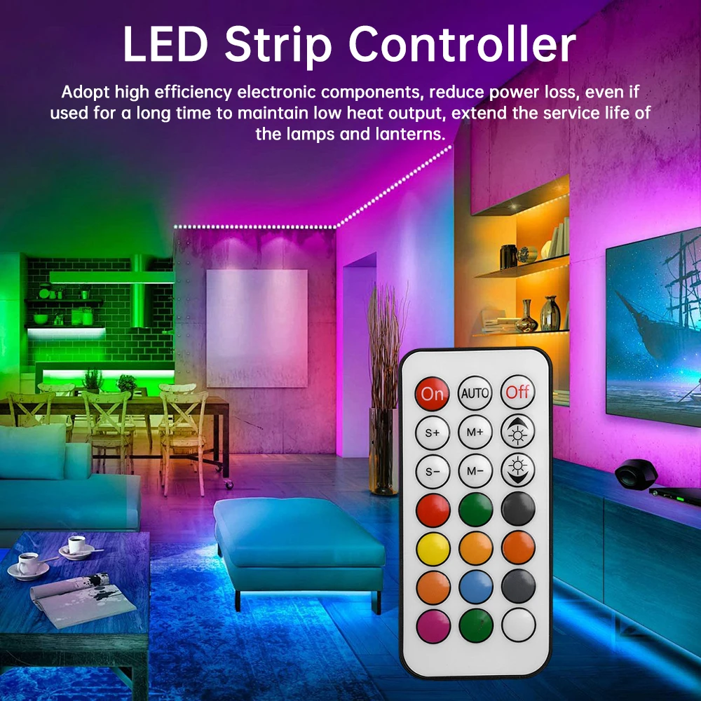 Controlador LED de 21 teclas DC5-24V, controlador de atenuación LED remoto inalámbrico RF RGB para tira de luz WS2812 WS2812B WS2811 WS2813 - imagen 2