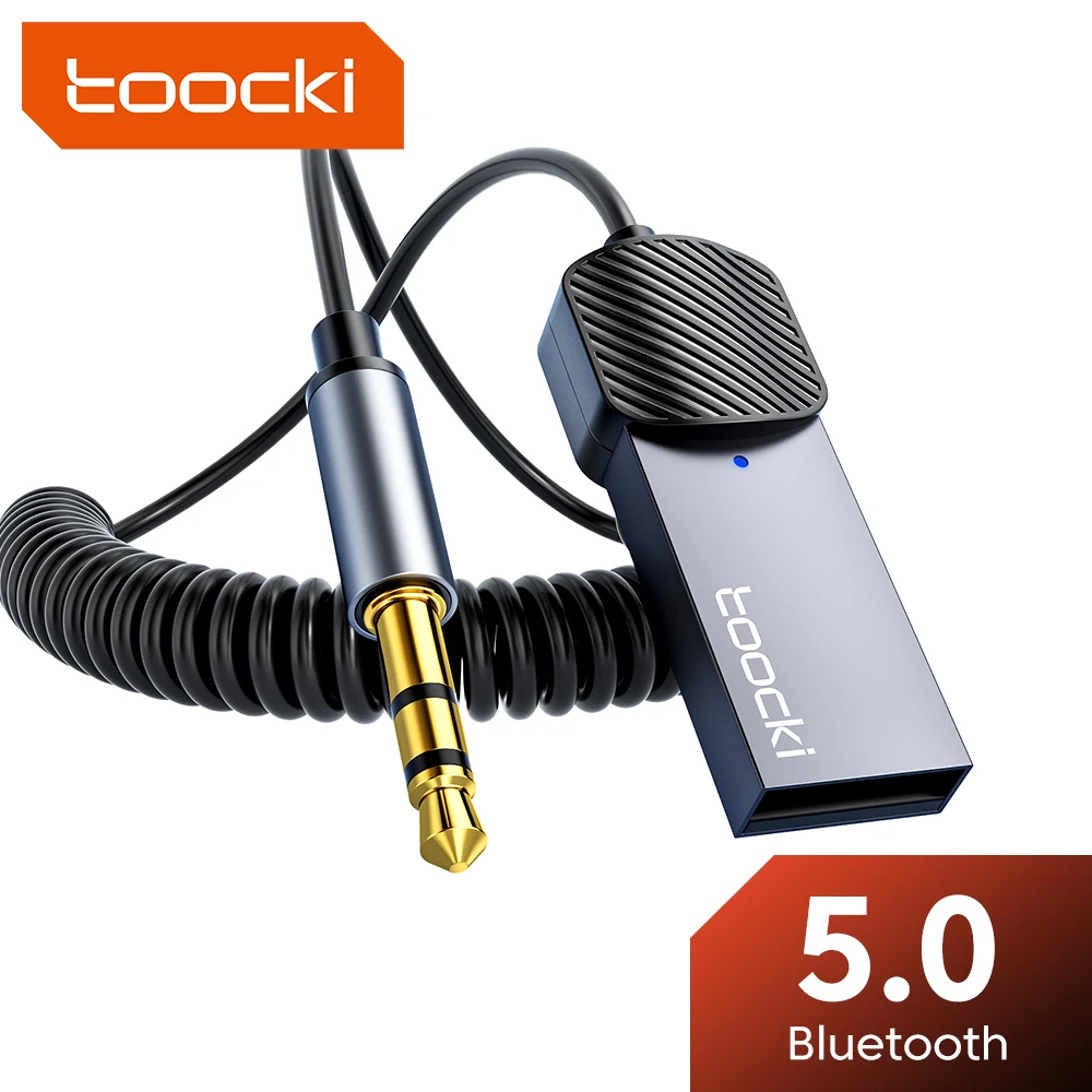 Toocki-adaptador auxiliar Bluetooth 3,5, Dongle USB a Jack de 5,0mm, adaptador auxiliar manos libres para receptor de Audio de coche, transmisor BT