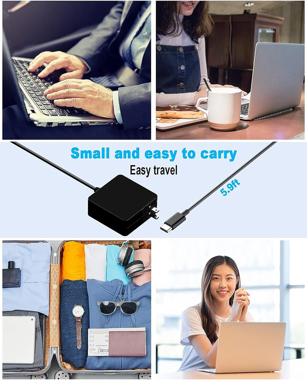 MacBook Pro Cargador USB-C 65W PD - Adaptador de pared para portátiles - imagen 5